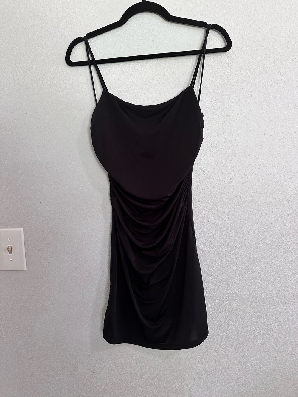 Urban Outfitters Black Ruched Mini Slip Dress